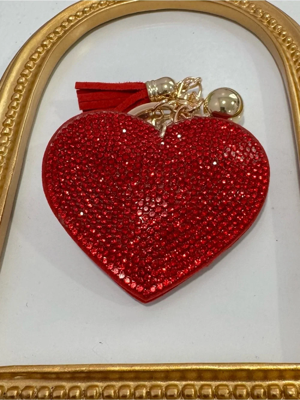 New Sparkling Red Heart Keychain